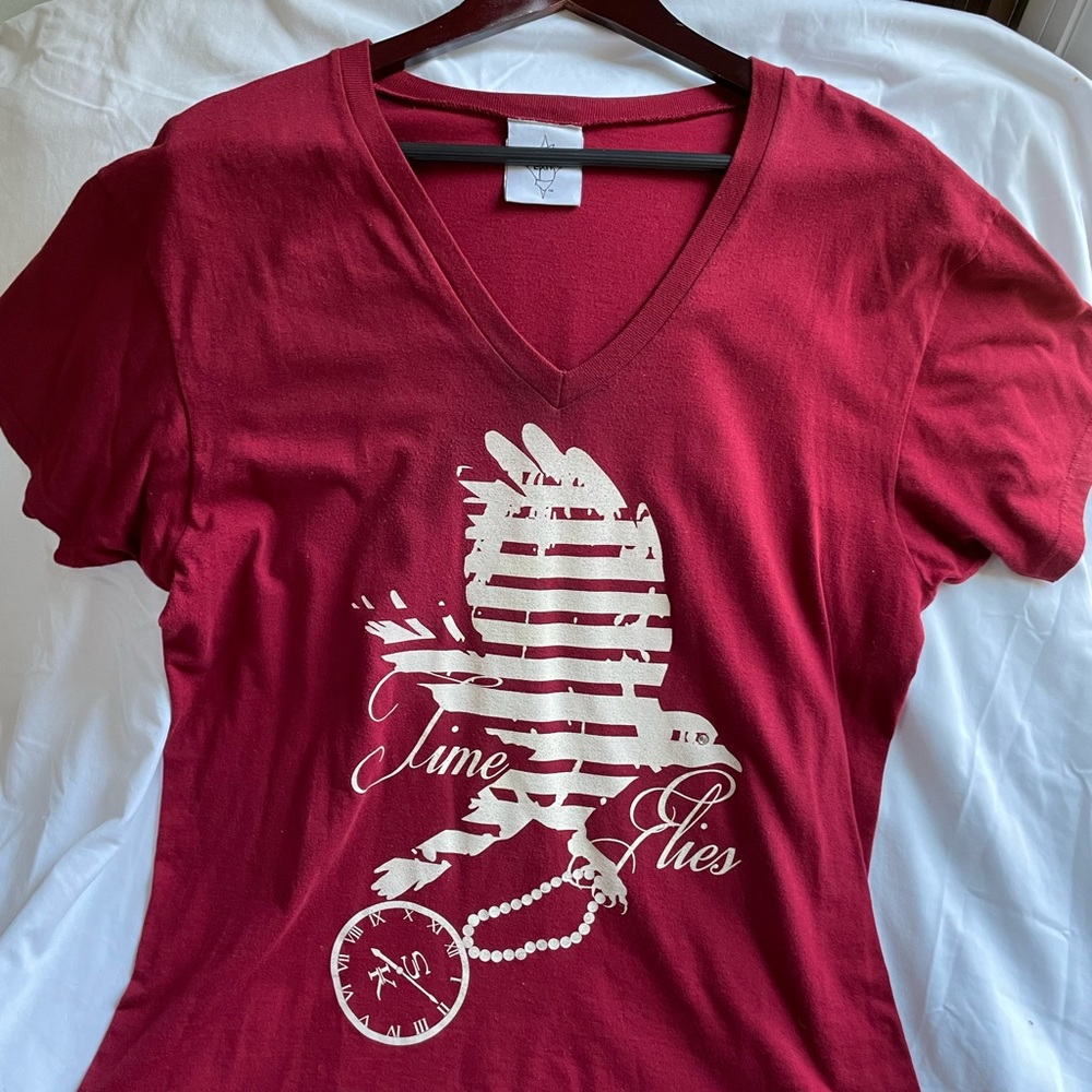 Exit 5 Burgandy v neck t shirt worn twice in excellent condition